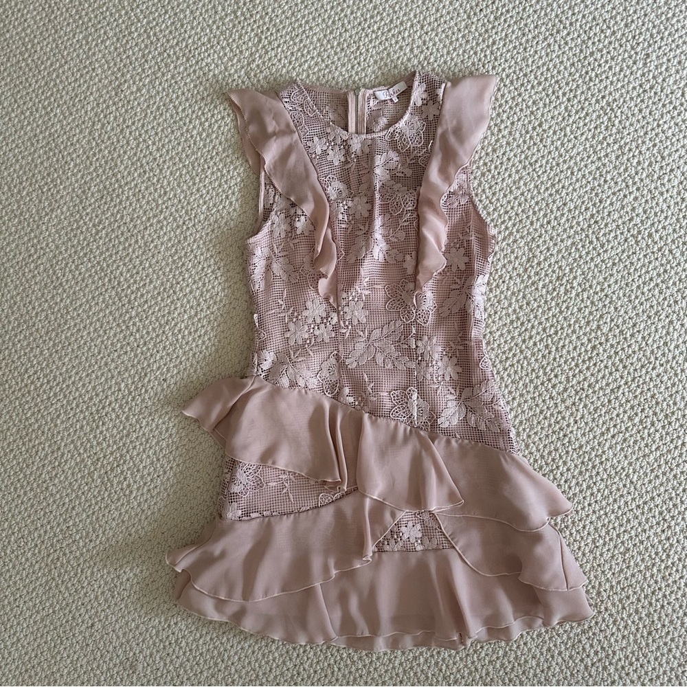 Parker Lace Ruffle Dress in Pink